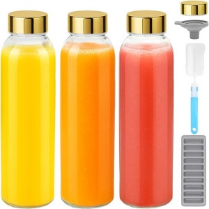 Glass Juice Bottles with Stainless Steel Lids, 18 oz Reusable Leak Proof Jars, Set of 6 - 1 of 4