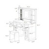 ORRD Farmhouse Vanity Desk with Sliding Mirror, Dimmable LED Lights & Charging Station, Makeup Table with Stool, White+Brown - 3 of 4