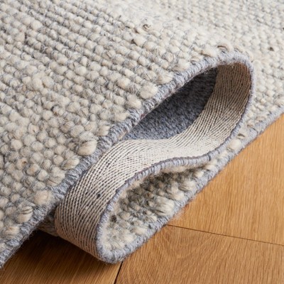 Ivory and Grey Wool Blend Handmade Rug, 2'-3" x 8'