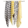 Bacati - Ikat Yellow/Gray Dots/Giraffe Swaddling Muslin Blankets set of 4 - 4 of 4