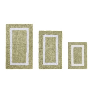 Hotel Bath Rug 100% Premium Cotton Tufted Weave Two Tone Reversible 3 Piece Bathroom Rug Set, Super Soft & Water Absorbent, Machine Washable Bathmat - 1 of 4