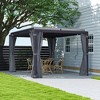 Outsunny 13' x 10' Outdoor Retractable Pergola with Sun Shade Aluminum Louvered Top, Pergola with Canopy, Curtains, and Netting - 3 of 4