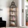 Hommoo 4-Tier Industrial Bookshelf with Bird Cage Design Brown - 3 of 4