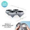 True Zoo Jumbo Iced Out Diamond Ice Tray, Silicone Mold and Ice Cube Tray for Cocktails, Makes 4 Ice Cubes, Grey, Set of 1 - 3 of 4