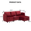 Living room modular sofa with storage and footstool, modern style, upholstered armrests, for apartments and offices, comfortable velvet, red - 2 of 4