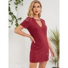 Summer Night Date Dress for Women V Neck Summer Dress Short Sleeve Shift Dress with Ripped Detail Cocktail Dress Club Dress - 4 of 4