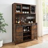 Whizmax 70" Farmhouse Coffee Bar Wine Cabinet with Sliding Barn Doors and Storage,Tall Kitchen Hutch with Wine & Glasses Rack for Kitchen, Dining Room - 3 of 4