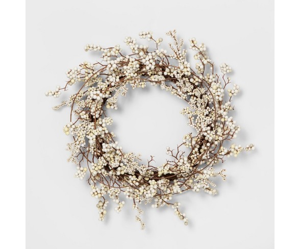 18" Artificial Mixed Berry Wreath White - Threshold&#153;