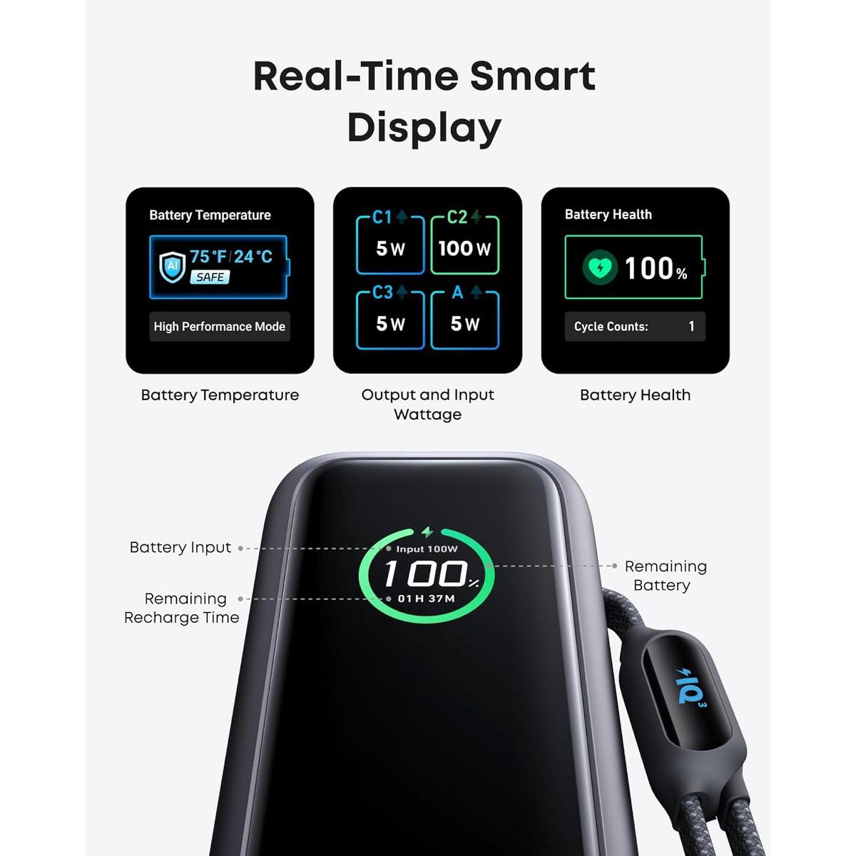 Anker Laptop Power Bank, 25,000mAh Portable Charger with Triple 100W USB-C Ports, Flight-Approved for Travel, iPhone 17/16 Series - thumbnail 6
