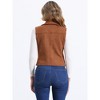 INSPIRE CHIC Women's Faux Suede Casual Sleeveless Biker Vest Jacket - 4 of 4