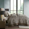 Gulches 5 Piece King Jacquard Bedspread Set with Throw Pillows,Blue/Brown - 3 of 4