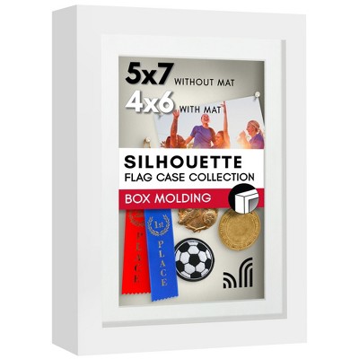 Americanflat 5x7 Shadow Box Frame with Shatter-Resistant Glass - Use as 4x6 Frame with Mat or 5x7 Without Mat  - White with Soft Felt Back