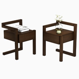 PAGED Wood Nightstand Storage Bedside Table 2-Tier Modern Minimalist End Side with Pre-Assembled Drawer for Bedroom - 1 of 4