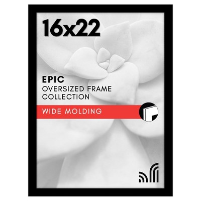 Americanflat 16x22 Picture Frame with Polished Plexiglass - Black Picture Frame - Wide Photo Frames Made of Engineered Wood  - Epic Collection - Black