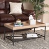 Overton Wood and Metal Coffee Table Oak Brown/Black - Baxton Studio: Industrial Style, Mesh Shelf, Particle Board Top - 2 of 4