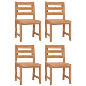 vidaXL Set of 4 Patio Chairs - Solid Teak Wood - Comfortable Backrest - Beautiful Water Base Finish - Simple Assembly - Protective Cover Recommended - 1 of 4