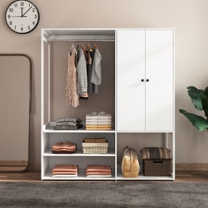 TIRAMISUBEST Austral 3 Door Armoire with Drawers - Mobile Lateral Filing Cabinet, Locking Wheels, Adjustable Shelf - 1 of 4