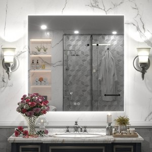 Apmir Super Bright 192 LEDs/m Back LED Lighted Anti-Fog Tempered Glass Bathroom/Vanity Mirror with ETL & 3-Year Warranty - 1 of 4
