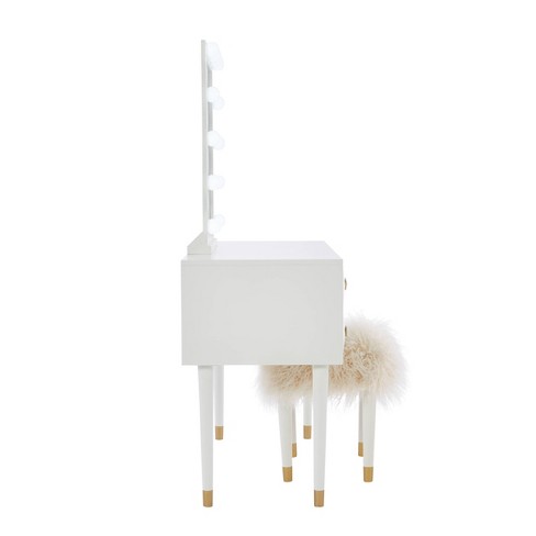 Gold and white online vanity stool