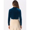 INSPIRE CHIC Women's Velvet Long Sleeve Shawl Neck Open Front Cropped Bolero Cardigan - 3 of 4