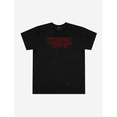Stranger Things Logo Floaties Crew Neck Short Sleeve Black Unisex Adult T-shirt