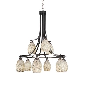 Toltec Lighting Paramount 9 - Light Chandelier in  Matte Black/Brushed Nickel with 5" Natural Fusion Shade - 1 of 1
