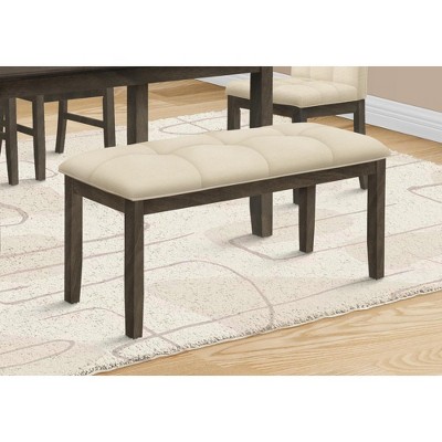 Monarch Specialties Bench 44 inch Rectangular Dining Room Entryway Kitchen Hallway Upholstered Wood Cream Fabric Grey Solid Wood Transitional