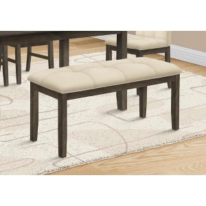 Monarch Specialties Bench 44 inch Rectangular Dining Room Entryway Kitchen Hallway Upholstered Wood Cream Fabric Grey Solid Wood Transitional - 1 of 4