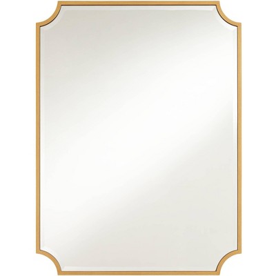 Noble Park Rectangular Vanity Decorative Wall Mirror Modern Beveled Rounded Cut Edge Antique Gold Frame 30" Wide for Bathroom