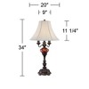 Barnes and Ivy Rhys Traditional Table Lamp 34" Tall English Bronze Tortoise Shell Glass Off White Bell Shade for Bedroom Living Room Bedside Office - 4 of 4