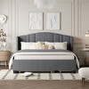 Upholstered Platform Bed With Wingback Headboard, Queen Size Bed Frame With Twin Trundle, 2 Drawers, No Box Spring Needed, Gray - 2 of 4