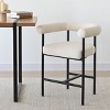 Modern Boucle Counter Height Stools with Cruved Backs and Arm Beige Bar Stools for Kitchen, Island, and Living Room—Tanpinhause - 2 of 4