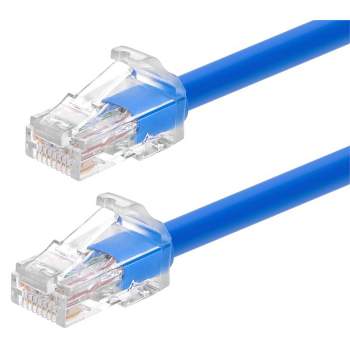 Monoprice Cat6A Component Level Patch Cable - 1ft - Blue, UTP, 24AWG, 500MHz, Pure Bare Copper, Snagless RJ45, Ethernet Cable - Micro SlimRun Series