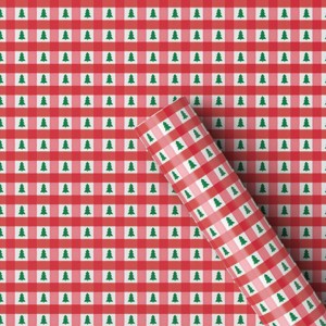 40" 125 sq ft Christmas Roll Wrap Trees in Gingham Red Plaid - Wondershop™ - 1 of 3