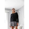 Slickblue Women's Knit Combo Long Sleeve Sweater Dress, Casual Black Dress with Contrast Hem, Size S-L - 2 of 4