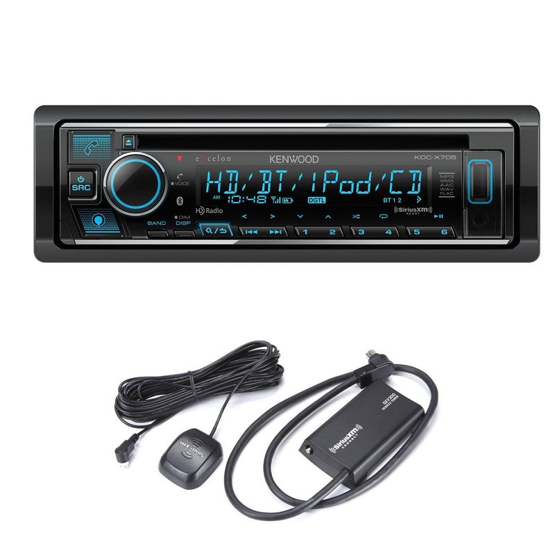 Kenwood eXcelon KDC-X705 Bluetooth HD radio Dual rear USB single DIN CD receiver w/ a Sirius XM SXV300v1 Tuner Kit for Satellite Radio, 1 of 6