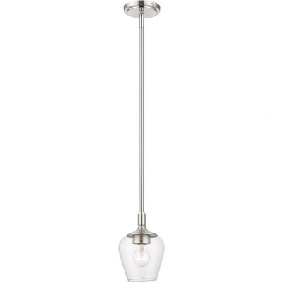 Transitional Brushed Nickel 1-Light Pendant with Clear Glass Shade