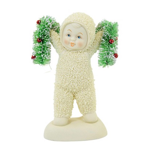Dept 56 Snowbabies Christmastime Garland - One Figurine 4.0 Inches -  Figurine Decorating - 6009963 - Porcelain - Off-White