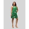 24seven Comfort Apparel Womens Knee Length Green Floral Print Sleeveless Keyhole Dress - 2 of 4