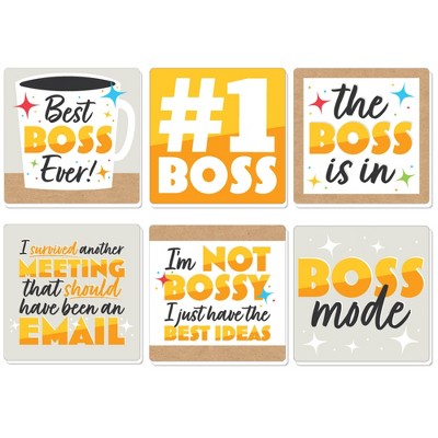 Big Dot of Happiness Happy Boss's Day - Funny Best Boss Ever Decorations - Drink Coasters - Set of 6
