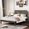 Full/Queen Size Farmhouse Wooden Platform Bed with 2 Bedside Lights - ModernLuxe - 3 of 4