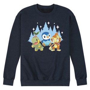 Men's - Pokémon - Piplup Turtwig Chimchar Sinnoh Winter Graphic Fleece Sweatshirt - 1 of 4