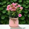 Unique Bargains Artificial Plants Money Plant with Violet Flowers Plastic Pink 3.07"x3.07"x7.48" 1 Pc - 2 of 4