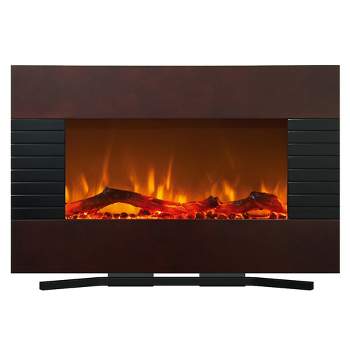 Hastings Home Freestanding or Wall-Mounted Electric Fireplace with Remote Control- Mahogany
