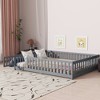 YOOCOZZ Queen Size Rubber Wood Floor Bed with Fence,Door and Safety Guardrails - 2 of 4
