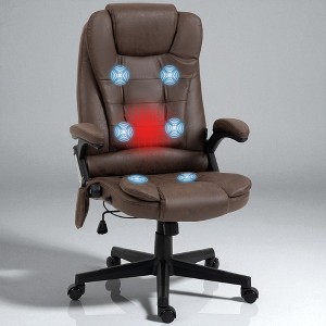 Mshliw Velvet High Back Heated Massage Office Chair with 6-Point Vibration, Reclining Backrest, Adjustable Height, Padded Arms & Remote - 1 of 4