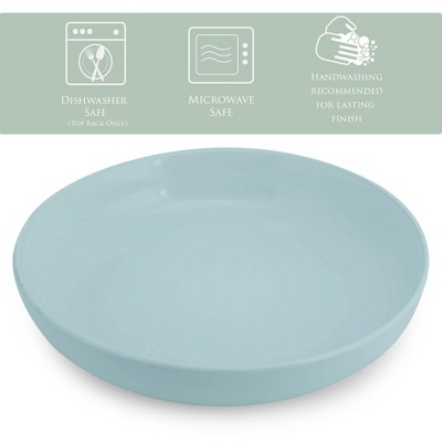 Ice Blue Glossy Ceramic 8.5 Inch Dinner Bowls Set of 4