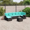 vidaXL 8 Piece Patio Sofa Set with Cushions Black Poly Rattan - 2 of 4