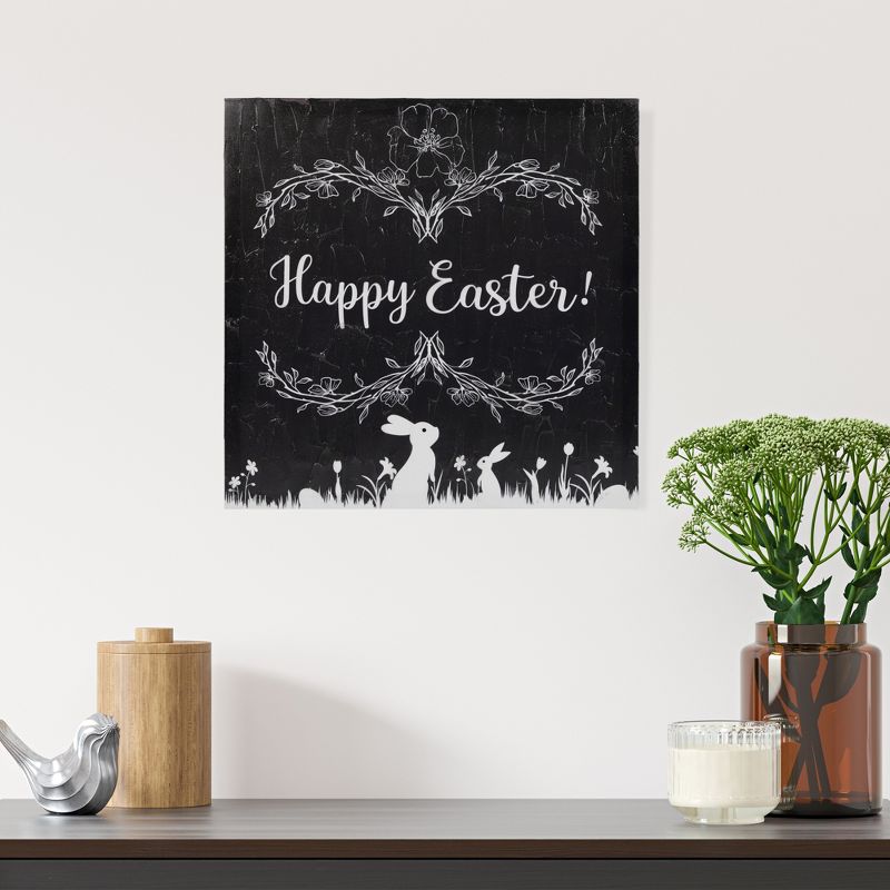 Northlight Black and White Happy Easter Bunnies Canvas Wall Art, 17.75" x 17.75", 2 of 6
