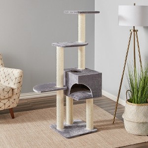 Two by Two Monroe - Gray Scratching Post Cat Furniture - 54.3 in. Tall - 1 of 4